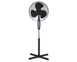 Ventilator cu picior Well, telecomanda, 45W, diametru 43 cm, 3 trepte de viteza, gril frontal de protectie, oscilare la 90 grade, baza stabila, negru, IP20