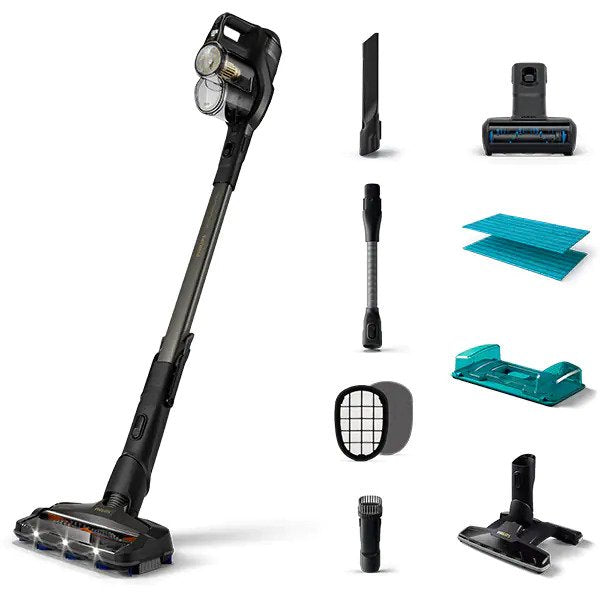 Aspirator vertical PHILIPS Aqua Plus XC8349/01, 0.6l, 25.2V, autonomie max 80 min, gri inchis