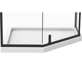 Paravan de dus pentagonal Belform Infinity 27CB2934, 1 usa batanta, geam 6mm, cu dungi negre, profil negru mat, 90x90x200 cm