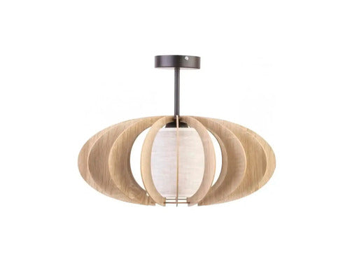 Lustra Modern E27 Max. 1x60w Ø600mm, Textil/stejar
