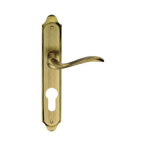 Maner usa interior Tolosa cu placa pentru butuc, interax 90 mm, alama, culoare bronz antic