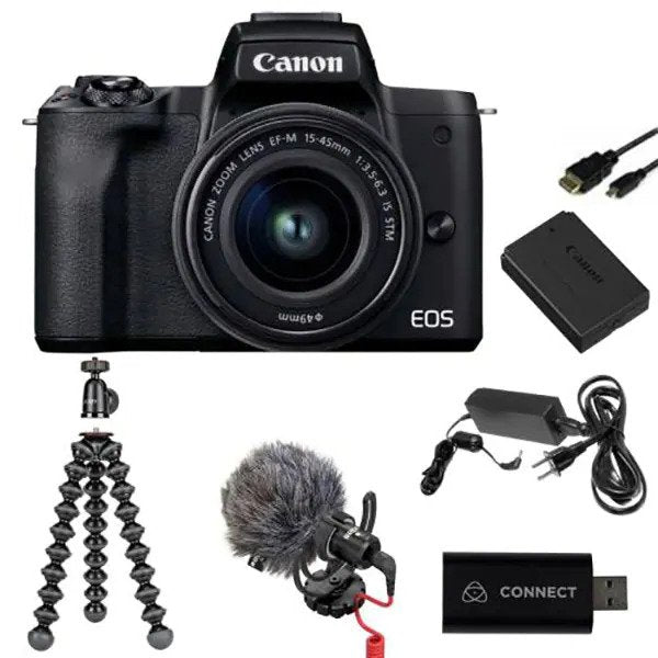 Aparat foto mirrorless CANON EOS M50 II Streaming, 24.1 MP, 4K, Wi-Fi, Negru