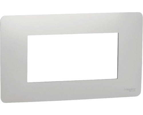 Rama Aparataje Schneider Unica Studio 4 Module, Plastic Nuanta Aluminiu