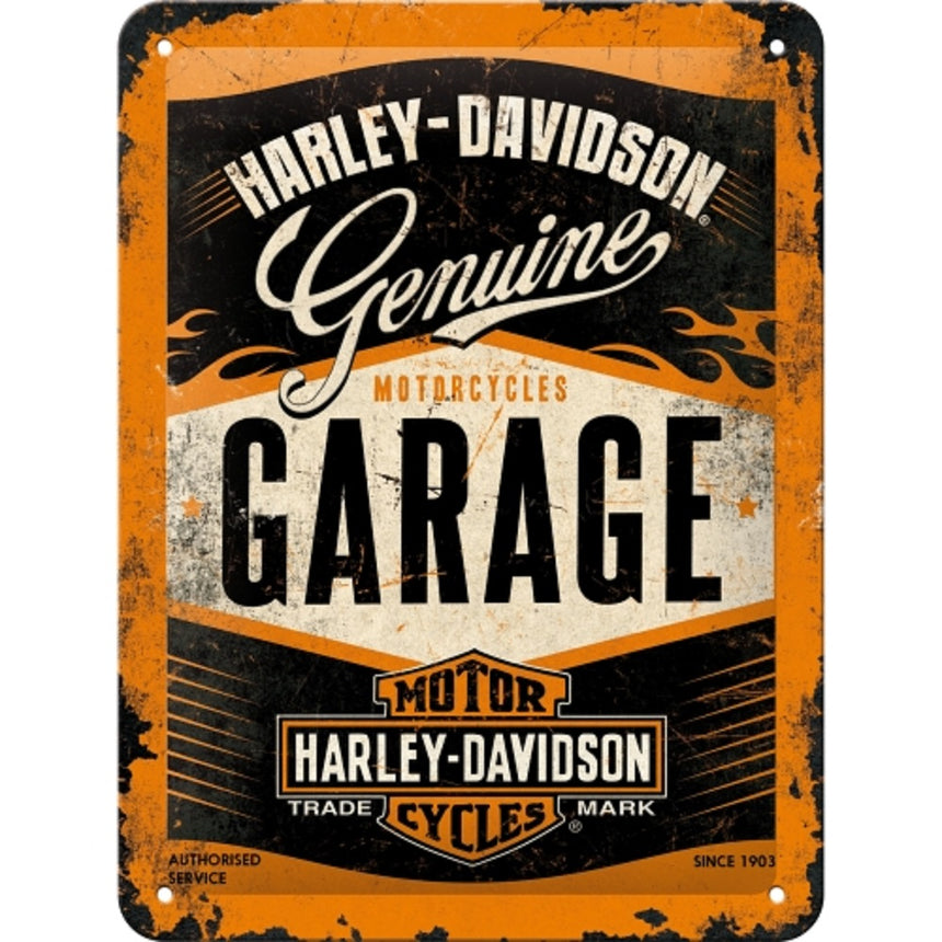 Tablou metalic - Harley - Davidson Garage - 15x20 cm