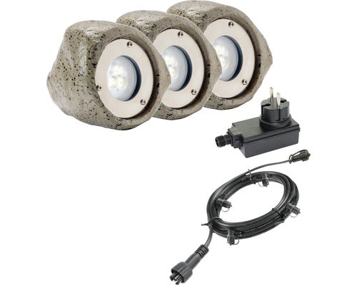 Proiectoare Spot Cu Led Integrat Steine 1, 8w, 150 Lumeni, Pentru Exterior Ip44, Plastic, 3 Bucati