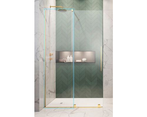 Panou Frontal Pentru Usa Dus Radaway Furo Gold, 60x200 cm, Sticla Securizata Transparenta, Profil Auriu