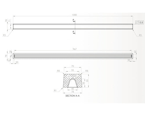 Prag cabina dus drept din marmura compozita 100 cm Venge Dark