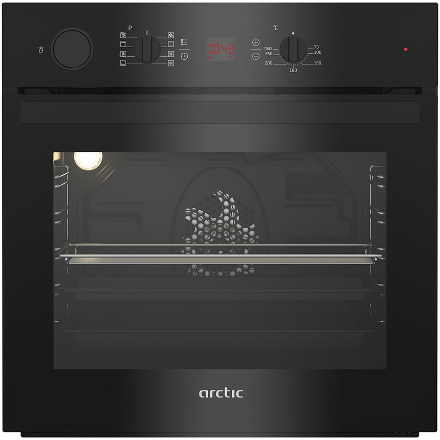 Cuptor incorporabil Arctic AROIS24300RBD, Electric, 71 l, Clasa A, 8 programe, gatire asistata cu abur, Autocuratare hidrolitica, Grill, Negru