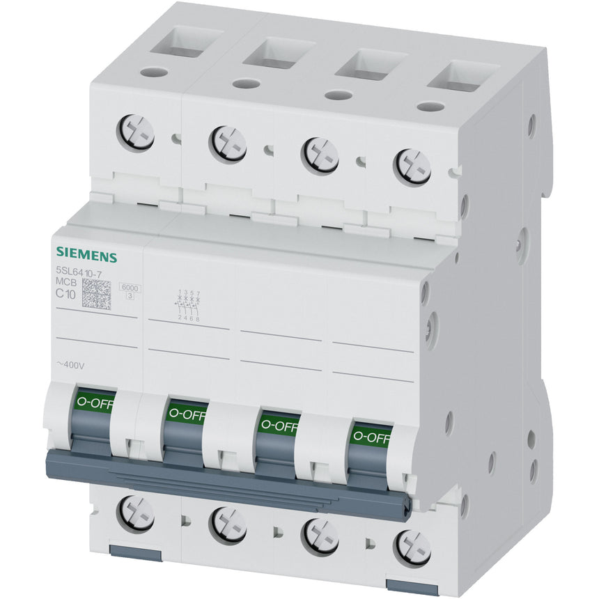 Siguranta electrica automata Siemens 5SL6410-7, latime 4 module, 6kA, 4P, caracteristica C, 10A