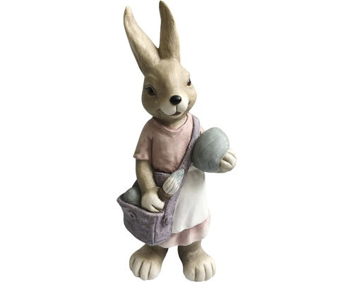 Figurina Decorativa Iepure Fetita Cu Ou De Paste 19x14x46 Cm