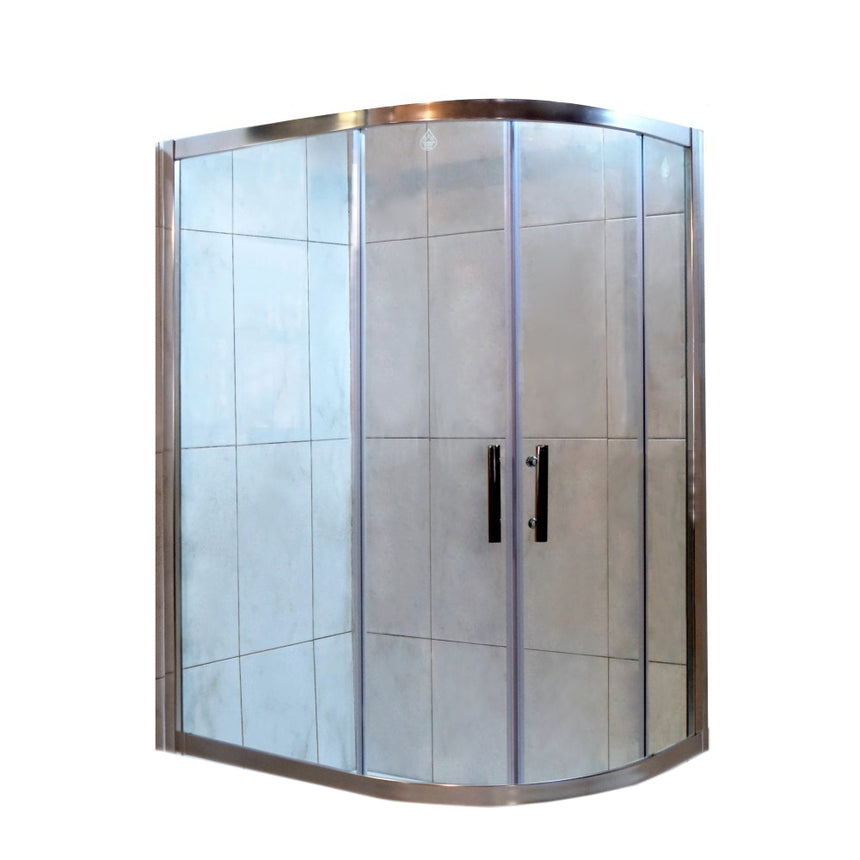 Paravan de dus semirotund Belform Clear, usa culisanta, profil cromat, sticla securizata, 120 x 80 cm
