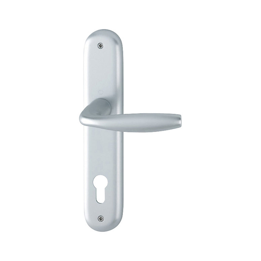 Maner usa interior, Hoppe New York, cu sild pentru cilindru, culoare argintiu, 90mm