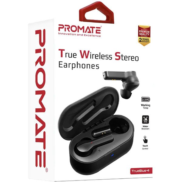 Casti PROMATE TrueBlue-4, True Wireless, Bluetooth, In-Ear, Microfon, Negru