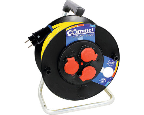 Prelungitor Electric Pe Tambur De Plastic Commel Profi 3 Prize 25m Cablu N07v3v3-f 3x1, 5 Mm², Pentru Exterior Ip44