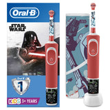 Periuta de dinti electrica Oral-B Vitality Star Wars pentru copii 7600 oscilatii/min, Curatare 2D, 2 programe, 1 capat, 4 stickere incluse, Trusa de calatorie, Rosu