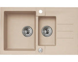 Chiuveta Bucatarie Cu Doua Cuve Alveus Rock 70, 78x48 Cm, Cu Picurator, Granital Beige