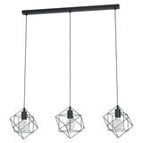 Pendul vintage STRAITON, EGLO, E27, 3x60W, otel, negru, 110 x 90.5 x 24 cm, inaltime reglabila