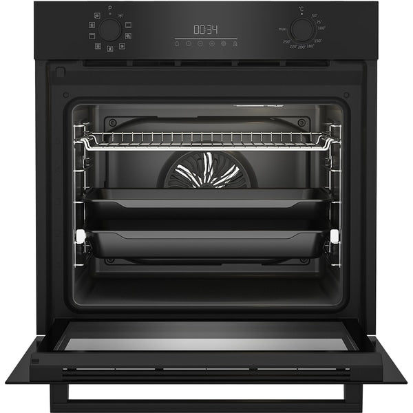 Cuptor incorporabil Beko BBIM18302BCSE, Electric, Autocuratare catalitica, 72 l, Clasa A+, RecycledNet, AEROperfect, Rafturi telescopice, Soft close door, Touch si Butoane, Grill, Negru