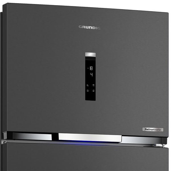 Frigider cu Doua Usi GRUNDIG GDPN67830FXRW, Duo Cooling No Frost, 557 l, 186 cm, Clasa D, Dark Inox