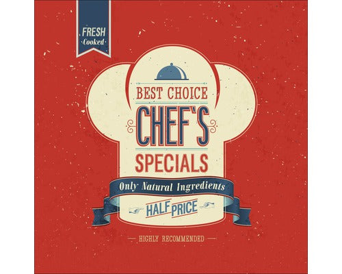 Tablou Sticla Retro Chef`s Special 50x50 Cm