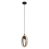 Pendul vintage EGLO BASILDON 43461, E27 1X40W IP20, Otel Negru, Lemn Maro