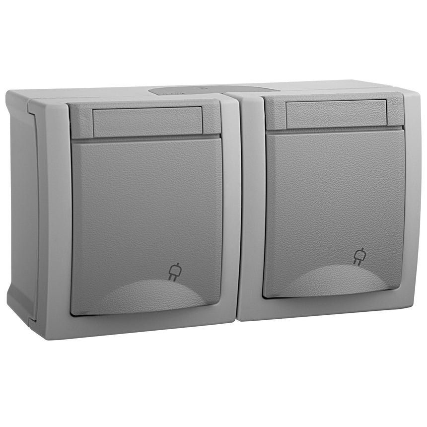 Priza Schuko + priza Schuko Panasonic Pacific, IP54, Gri