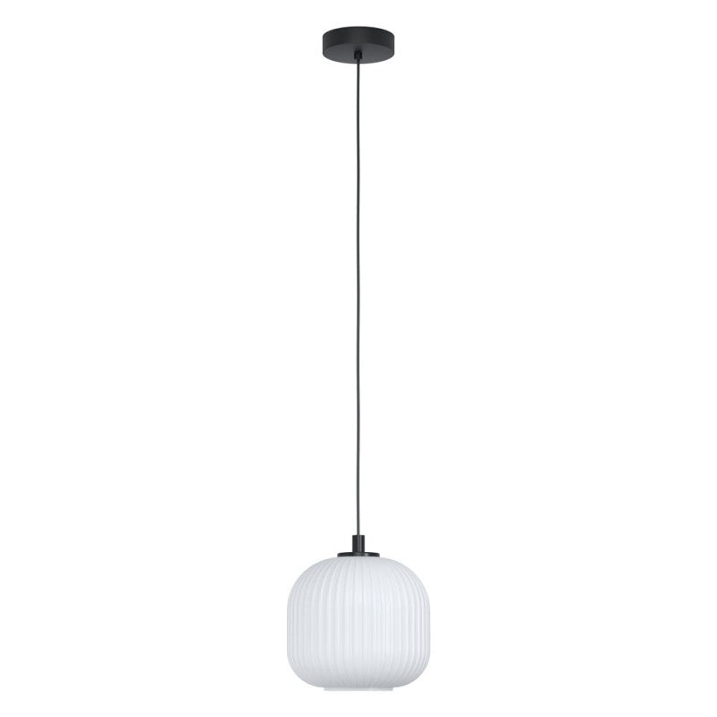 Pendul EGLO MANTUNALLE 99366, E27 1X40W IP20, Otel Negru, Sticla alba
