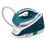 Statie de calcat Tefal Express Essential SV6115E0, 2200W, 5.2 bar, jet de abur 280 g/min, abur variabil 0-120 g/min, rezervor 1.4L, oprire automata, sistem anti-picurare, tehnologie Calc Clear, talpa Xpress Glide, alb/ verde