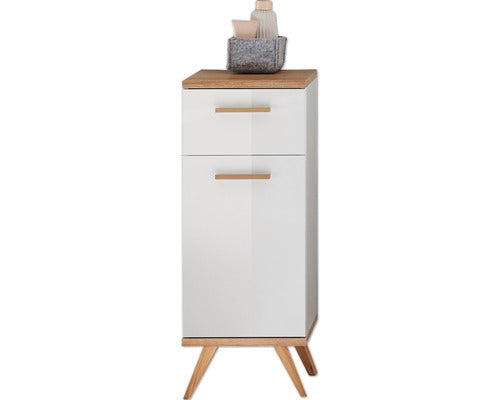 Dulap baie asezat PELIPAL Noventa, 1 usa 1 sertar, MDF, 89,5x35,5 cm, alb