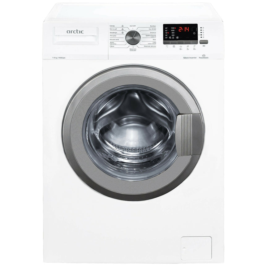 Masina de spalat rufe Arctic APL81423XLW5, 8 Kg, 1400 RPM, Ecran LCD, ExtraSteam, Motor Silent Inverter, Add-In, DrumClean+ExtraSteam, Clasa C, Alb