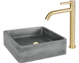Lavoar patrat, montaj pe blat, dimensiune 40 x 40 cm, fabricat din ciment, culoare antracit