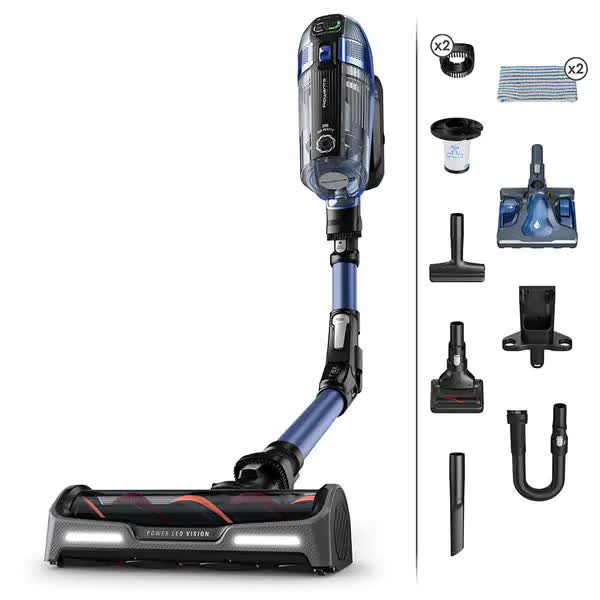 Aspirator Vertical ROWENTA X-Force 14.6 Auto Aqua RH99C0WO, 0.9l, 32.4V, Autonomie maxima 70 min, Albastru-Negru