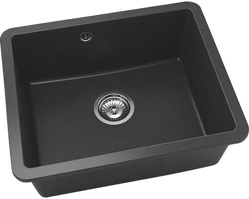 Chiuveta Bucatarie Cu O Cuva Fat Avangard 221 56x46 Cm, Fara Picurator, Montare Sub Blat, Fatgranit Black Metallic