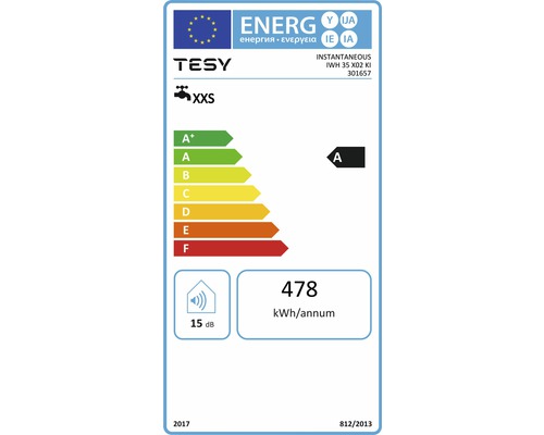 Instant electric Tesy 3,5 kW pentru bucatarie, 2 l/min, cablu de alimentare cu stecher inclus