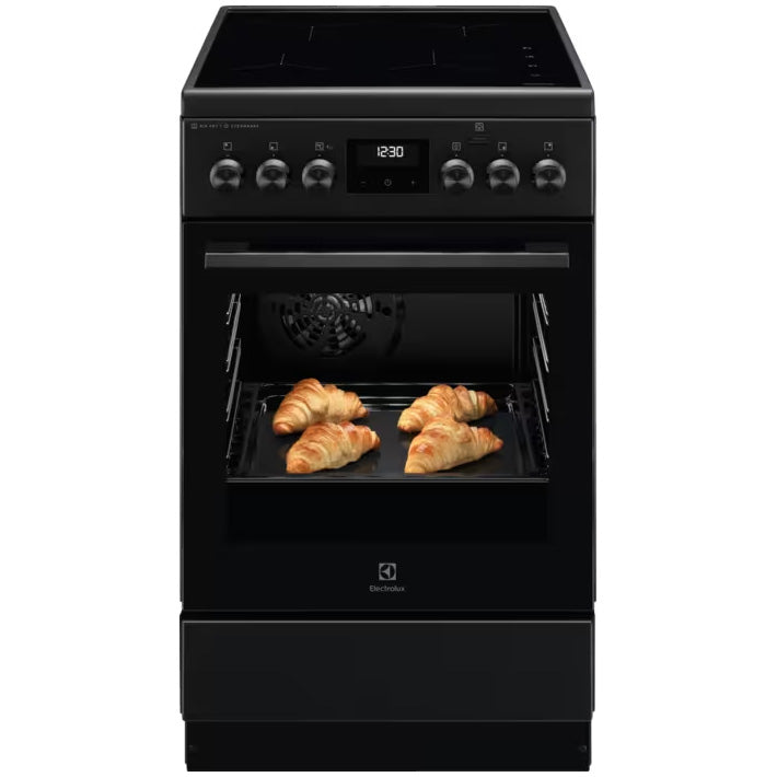 Aragaz Electrolux LKI564201K, Electric, Inductie, 4 zone de gatit, Cuptor electric multifunctional, Booster, SteamBake, AirFry, Autocuratare catalitica, Grill electric, Clasa A, 50 cm, Negru