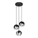 Lampa suspendata Tulos negru otel 3 becuri minge moderna de interior