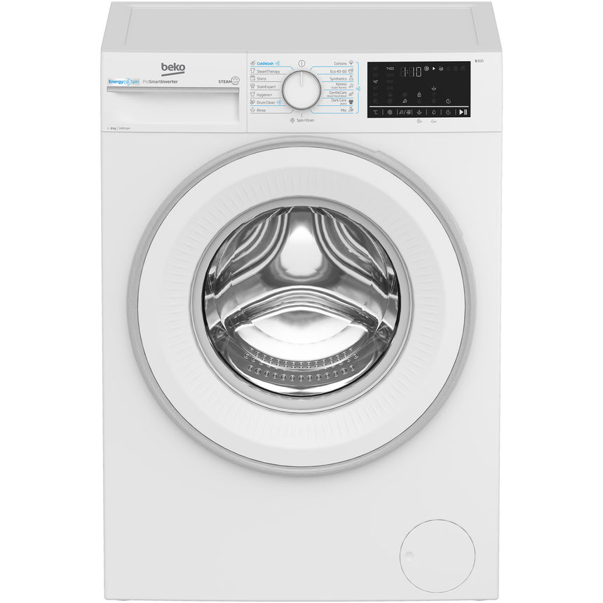 Masina de spalat rufe Beko B3WFU48415WWES, 8 kg, 1400 RPM, Clasa A, SteamCure, AddXtra, Motor ProSmart Inverter, AutoClean Detergent Drawer, Alb