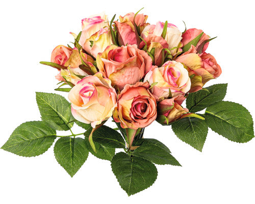 Buchet Artificial Trandafiri H 29 Cm Roz