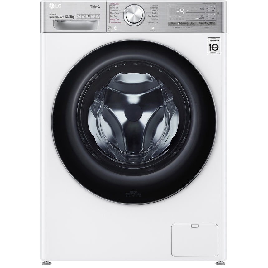 Masina de spalat rufe cu uscator LG F4DV912H2EA, Spalare 12 kg, Uscare 8 kg, Clasa A, Motor Inverter Direct Drive, Smart Diagnosis, TurboWash 360, Autodose, Alb