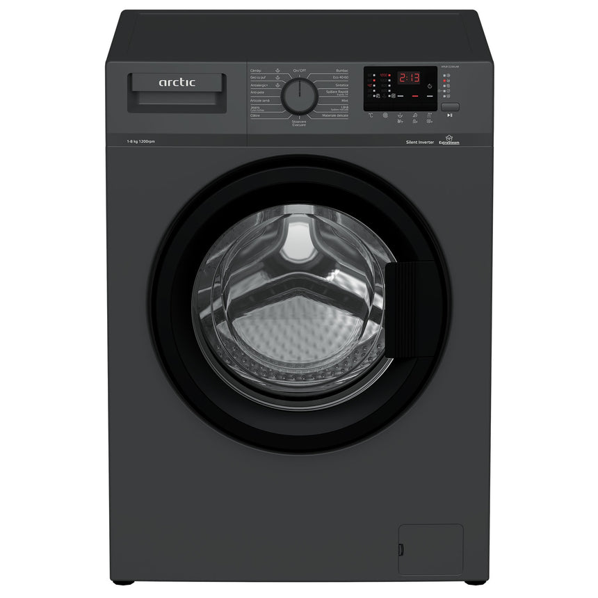Masina de spalat rufe Arctic APL81223XLAB, 8 kg, 1200 RPM, Clasa C, Motor Silent Inverter, ExtraSteam, Aqua surf, Negru