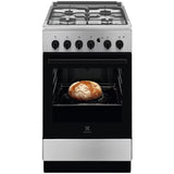 Aragaz Electrolux LKG504002X, Gaz, 4 arzatoare, Aprindere integrata plita + cuptor, Siguranta plita + cuptor, Autocuratare catalitica, 50 cm, Inox