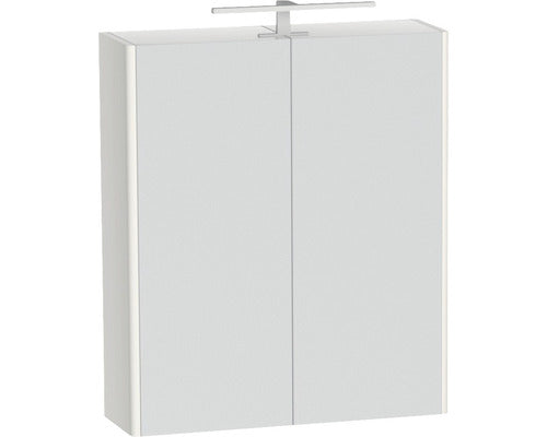 Dulap baie cu oglinda Cubo si iluminare LED, 2 usi, PAL, 70x65 cm alb