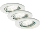 Spoturi Led Incastrate Fit Move Gu10 3w Ø86 Mm, Becuri Led Incluse, Alb, Pachet 3 Bucati