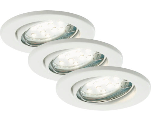 Spoturi Led Incastrate Fit Move Gu10 3w Ø86 Mm, Becuri Led Incluse, Alb, Pachet 3 Bucati
