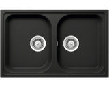 Chiuveta Bucatarie Cu 2 Cuve Schock Viola N-200s 79x50 Cm, Fara Picurator, Reversibila, Cristalite Nero