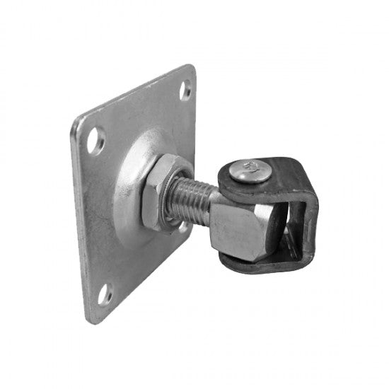 Balama reglabila M20 cu placa 100x100 mm pentru porti batante cu prindere in stalp de beton