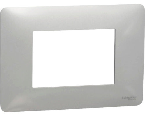 Rama Aparataje Schneider Unica Studio 3 Module, Plastic Nuanta Aluminiu