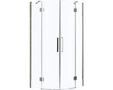 Cabina de dus semirotunda basano Romallo, 90x90x195 cm, sticla securizata transparenta, profil aluminiu cromat