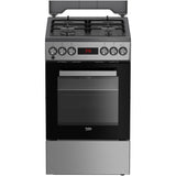 Aragaz Beko FSM52331TXDS, Mixt, 4 arzatoare, 3D cooking, Cuptor electric, High-Efficiency Gas Burner. Gatire asistata de abur, SteamShine Cleaning, 8 functii, 60 cm, Clasa A, Inox