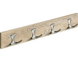 Cuier De Perete Cu 4x2 Carlige Hettich Country 500x80x46 Mm, Lemn Nuanta Stejar/zamac Nuanta Inox